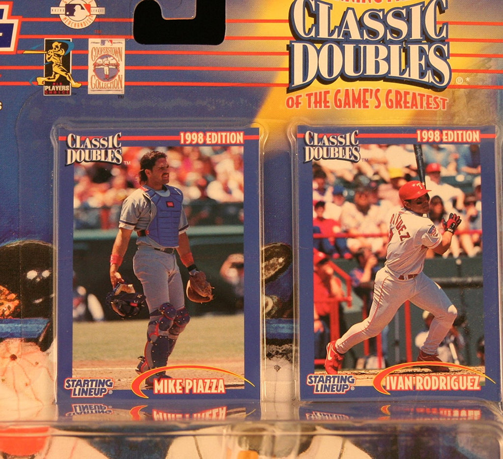 MIKE PIAZZA / LOS ANGELES DODGERS & IVAN RODRIGUEZ / TEXAS RANGERS 1998 MLB Classic Doubles * Winning Pairs Series * Starting Lineup Action Figures & 2 Exclusive Collector Trading Cards
