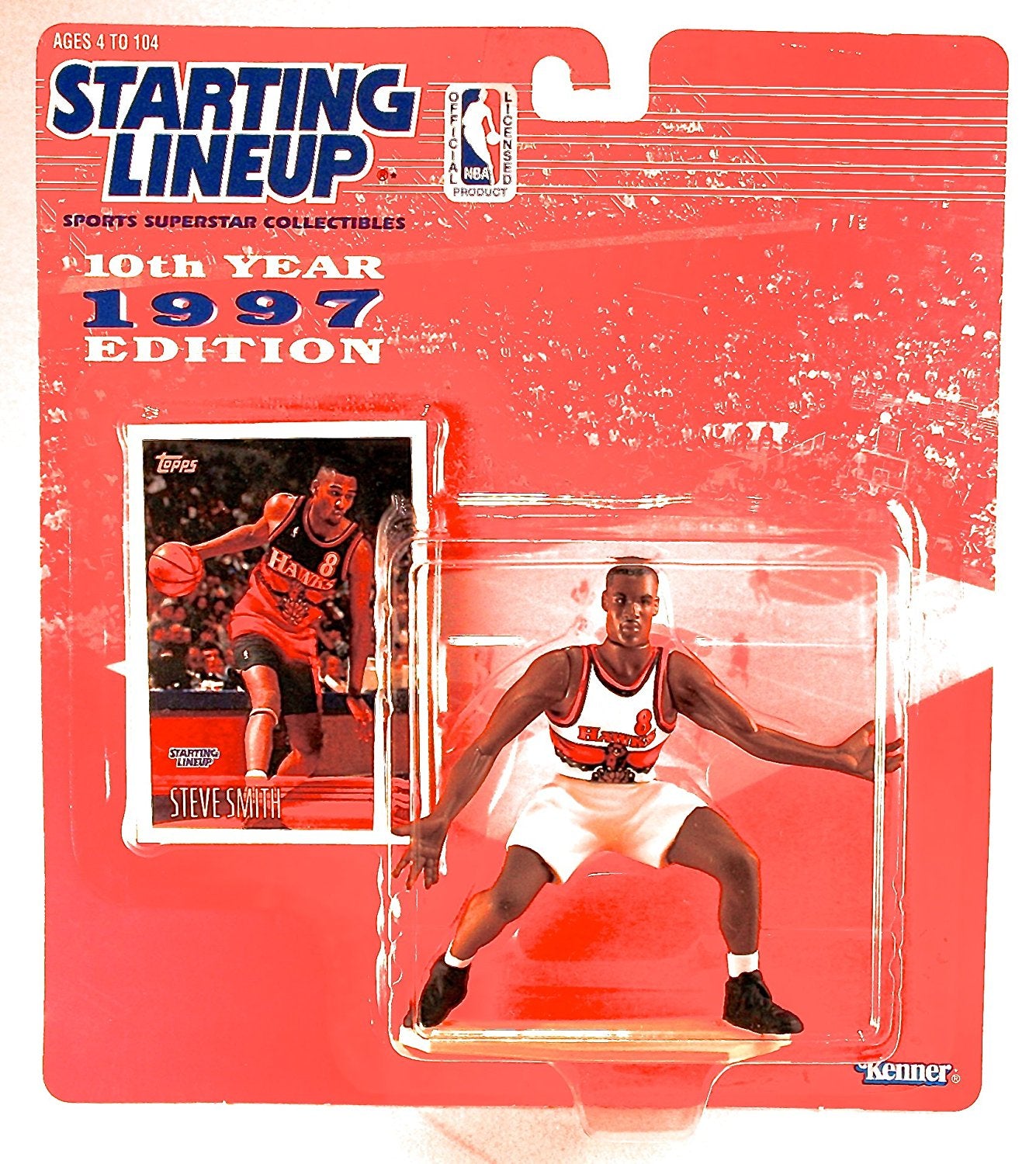 STEVE SMITH / ATLANTA HAWKS * 1997 * NBA Starting Lineup & Exclusive TOPPS Collector Trading Card