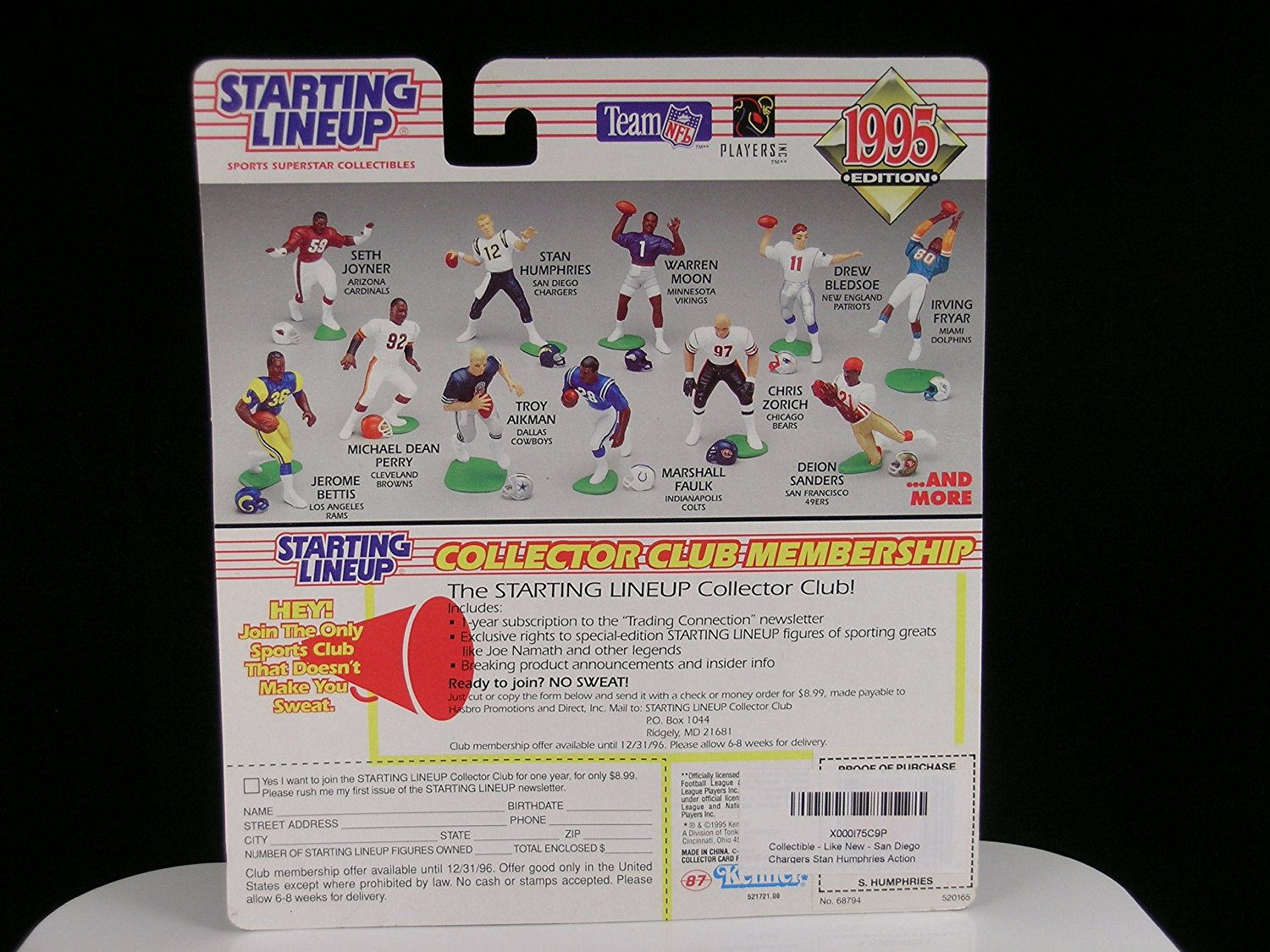 San Diego Chargers Stan Humphries Action Figure - 1995 Starting Lineup Team NFL Football Players, Inc. Sports Superstar Collectible Series