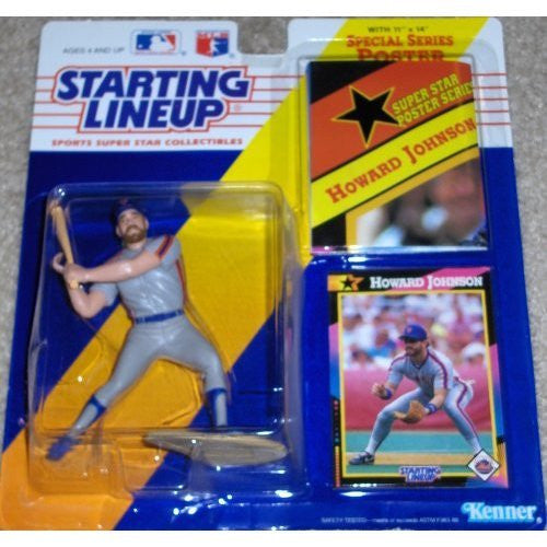 Starting Lineup Baseball Sports Super Star Collectible Figure with 11 x 14 inch Poster - 1992 Edition - New York Mets Howard Johnson