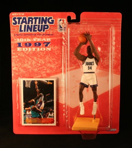 RAY ALLEN / MILWAUKEE BUCKS * 1997 * NBA Kenner Starting Lineup & Exclusive TOPPS Collector Trading Card by Starting Line Up