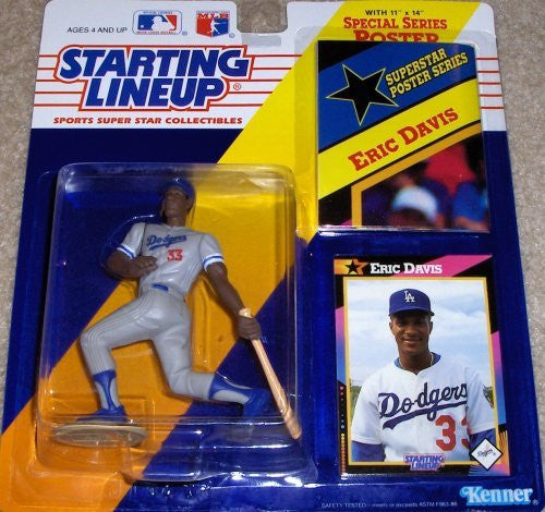 Los Angeles Dodgers' Eric Davis Action Figure - Starting Lineup 1991 Major League Baseball with 11" X 14" Special Series Poster