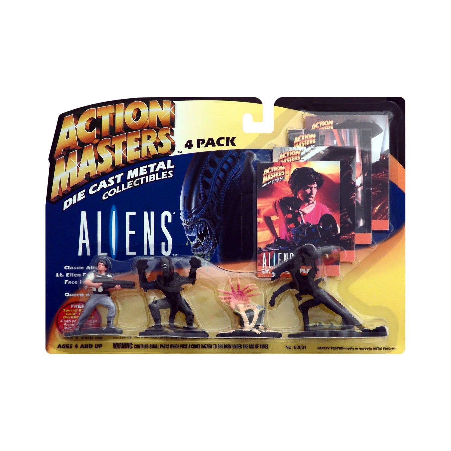 Aliens Die Cast Metal Collectibles 4 Pack + Trading Cards Hasbro Action Masters 1994