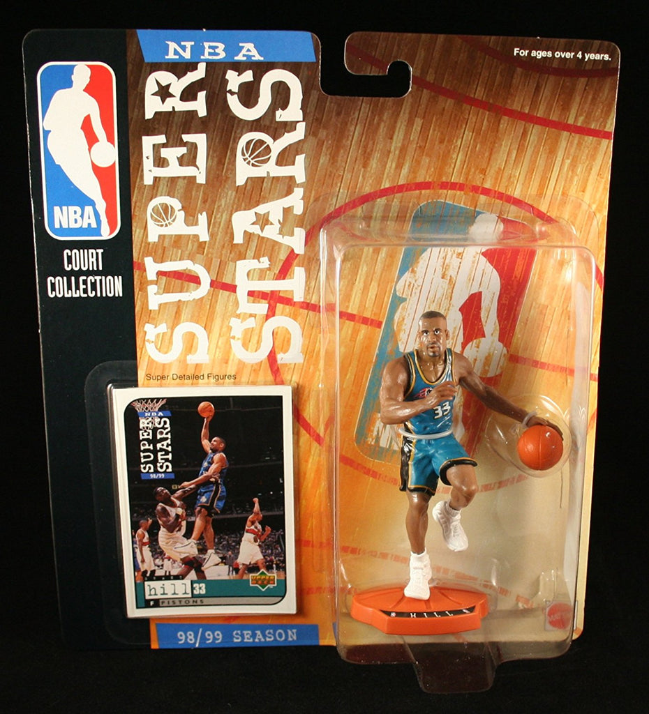 GRANT HILL / DETROIT PISTONS * 98/99 Season * NBA SUPER STARS Super Detailed Figure, Display Base & Exclusive Upper Deck Collector Trading Card