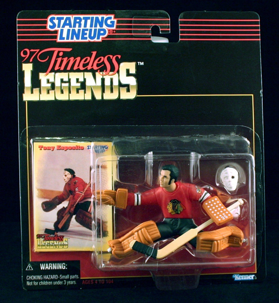 TONY ESPOSITO / CHICAGO BLACKHAWKS * 1997 TIMELESS LEGENDS Kenner NHL Starting Lineup & Exclusive Collector Trading Card