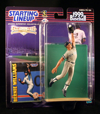 BERNIE WILLIAMS / NEW YORK YANKEES 1999 MLB Extended Series Starting Lineup Action Figure & Exclusive Collector Trading Card