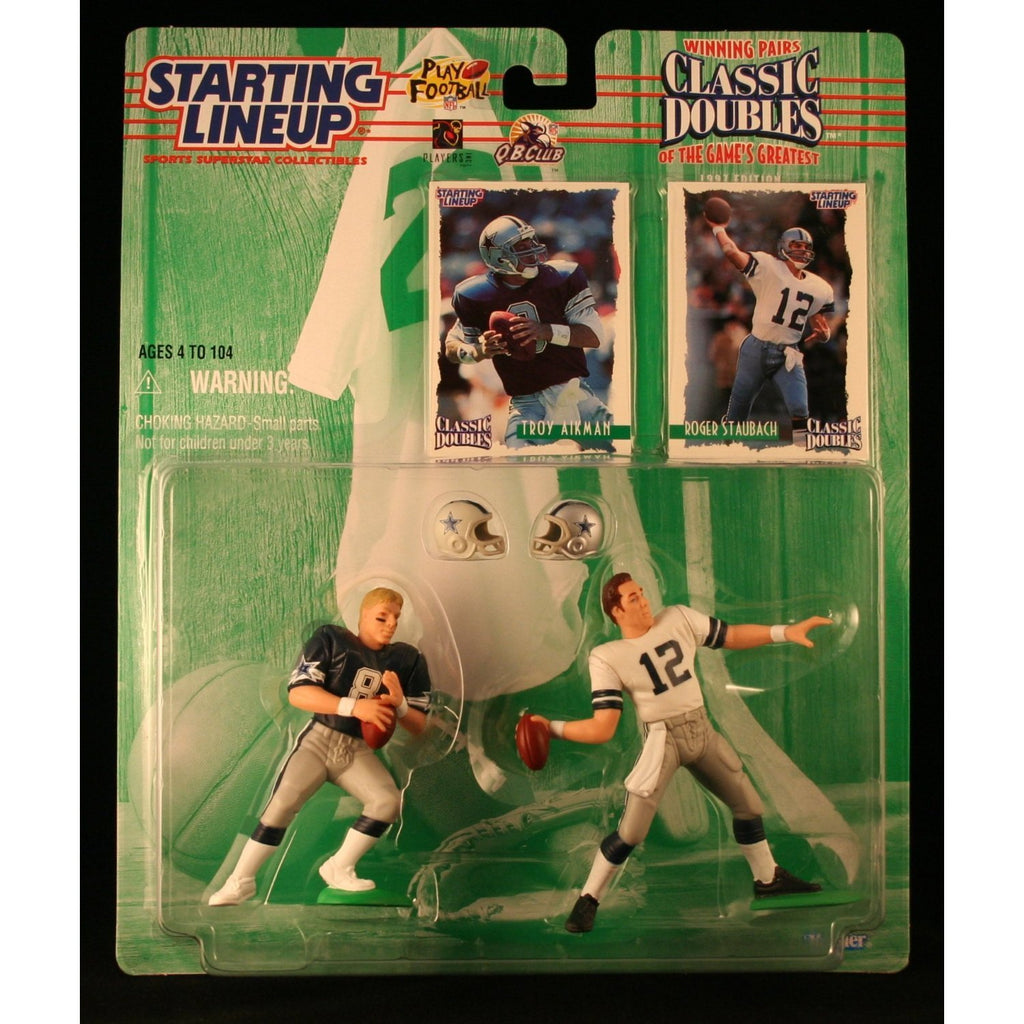 TROY AIKMAN / DALLAS COWBOYS & ROGER STAUBACH / DALLAS COWBOYS 1997 NFL Classic Doubles * Winning Pairs * Starting Lineup Action Figures & Exclusive Collector Trading Cards