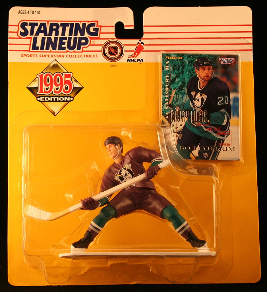 BOB CORKUM / MIGHTY DUCKS OF ANAHEIM 1995 NHL Starting Lineup Action Figure & Exclusive NHL Collector Trading Card