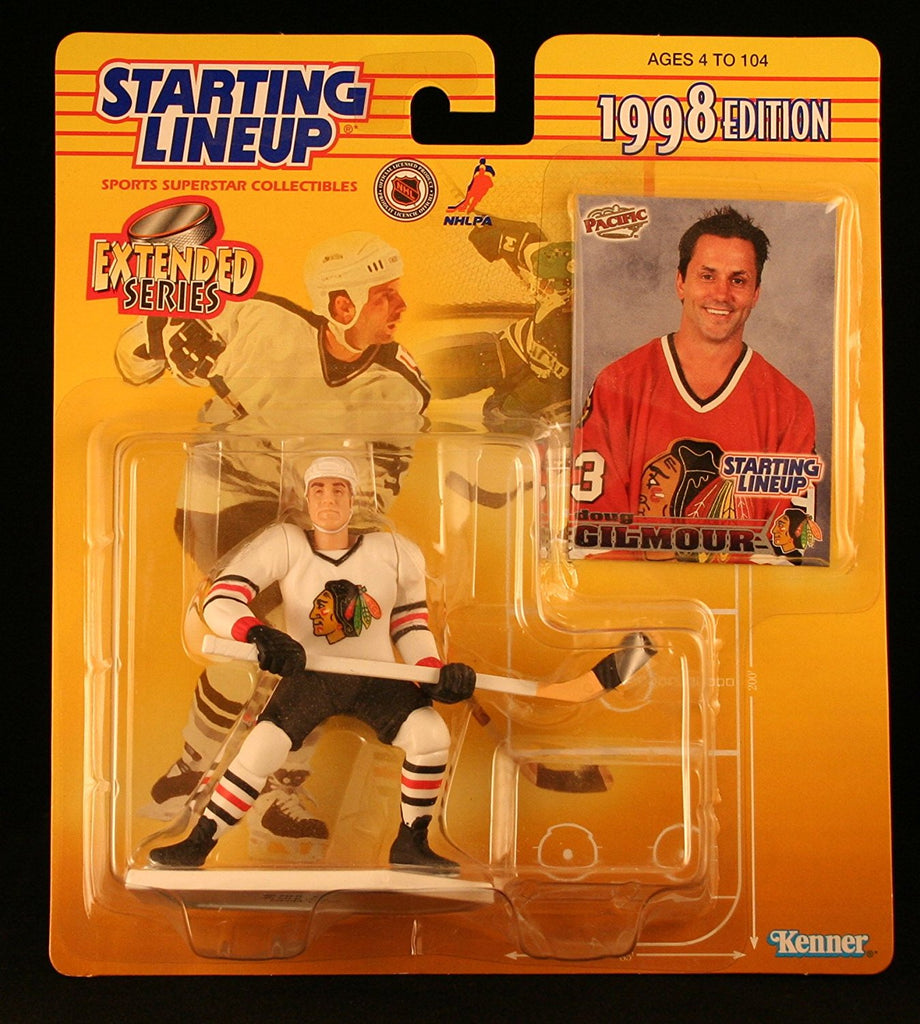 DOUG GILMOUR / CHICAGO BLACKHAWKS 1998 Extended Series NHL Starting Lineup Action Figure & Exclusive Pacific NHL Collector Trading Card