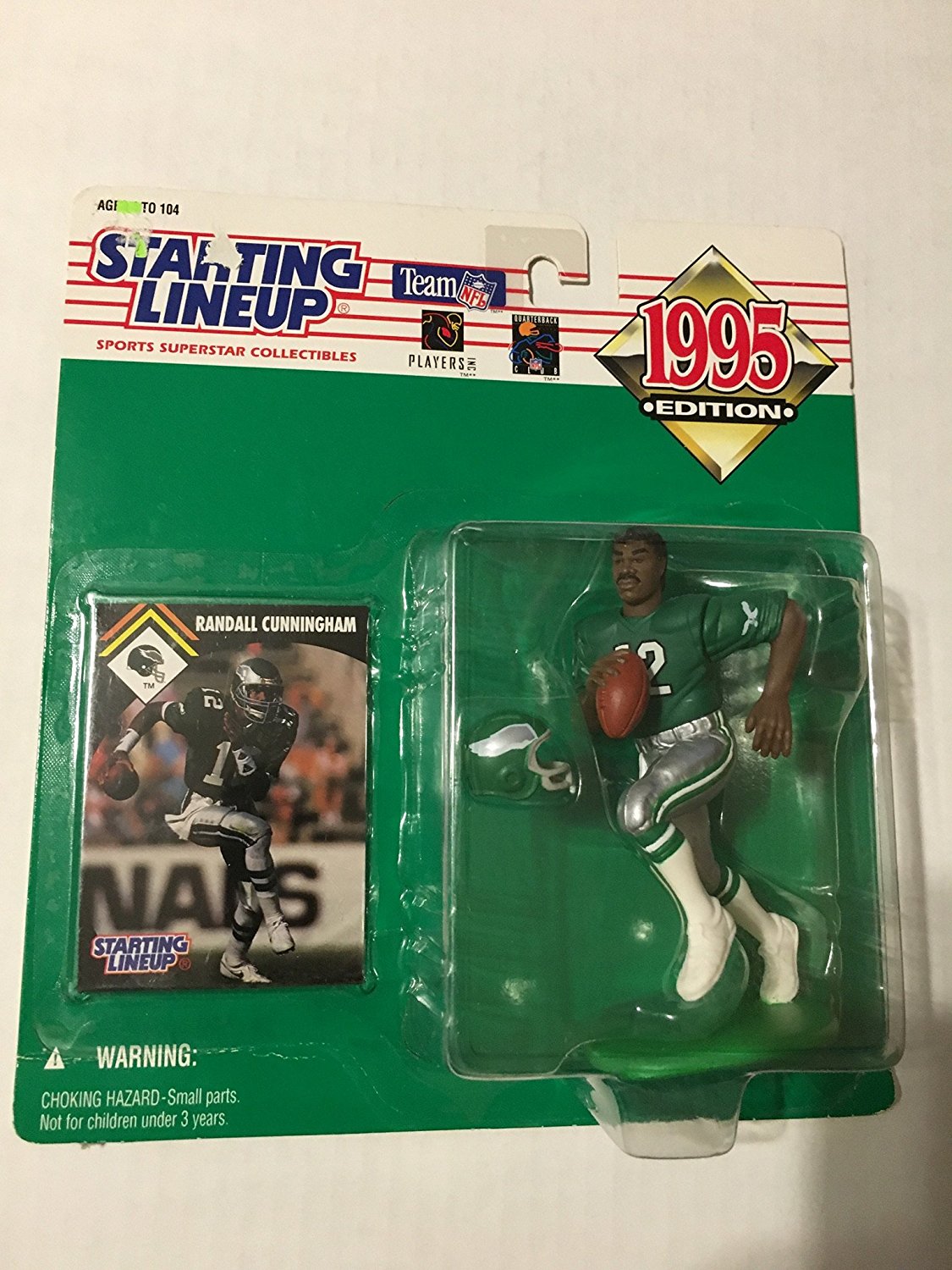 RANDALL CUNNINGHAM / PHILADELPHIA EAGLES 1995 NFL Starting Lineup Action Figure & Exclusive NFL Collector Trading Card