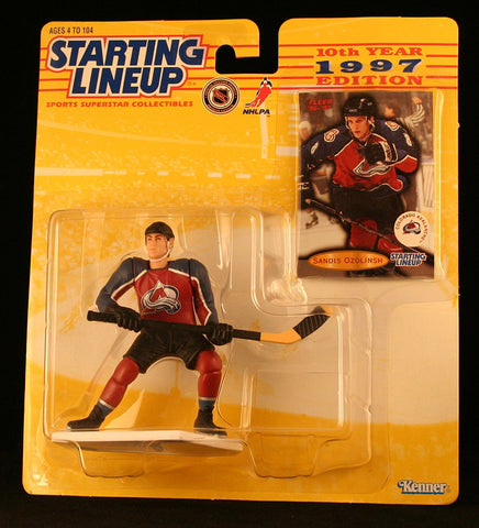 SANDIS OZOLINSH / COLORADO AVALANCHE 1997 NHL Starting Lineup Action Figure & Exclusive FLEER '96/'97 Collector Trading Card