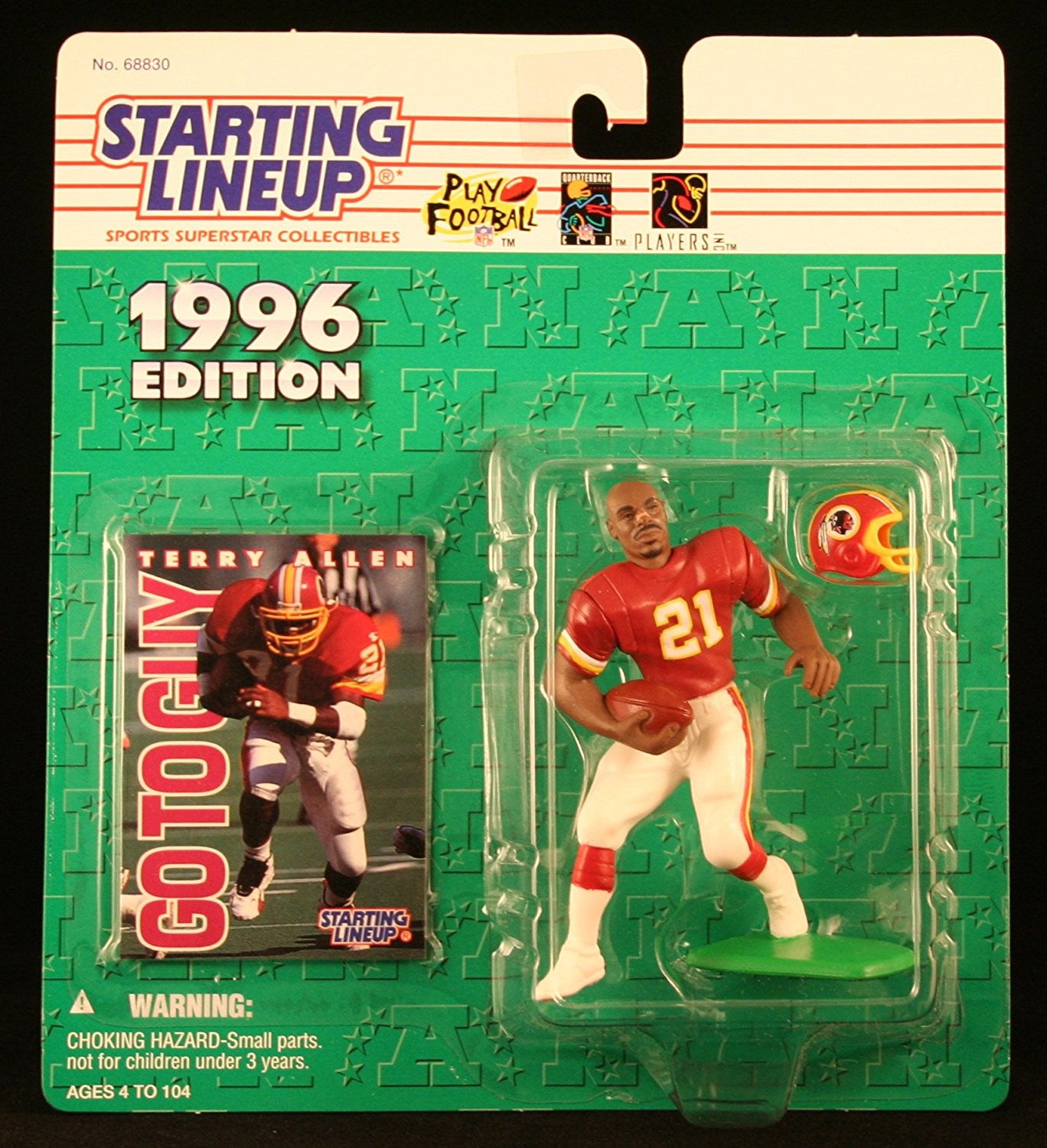TERRY ALLEN / WASHINGTON REDSKINS 1996 NFL Starting Lineup Action Figure & Exclusive NFL Collector Trading Card