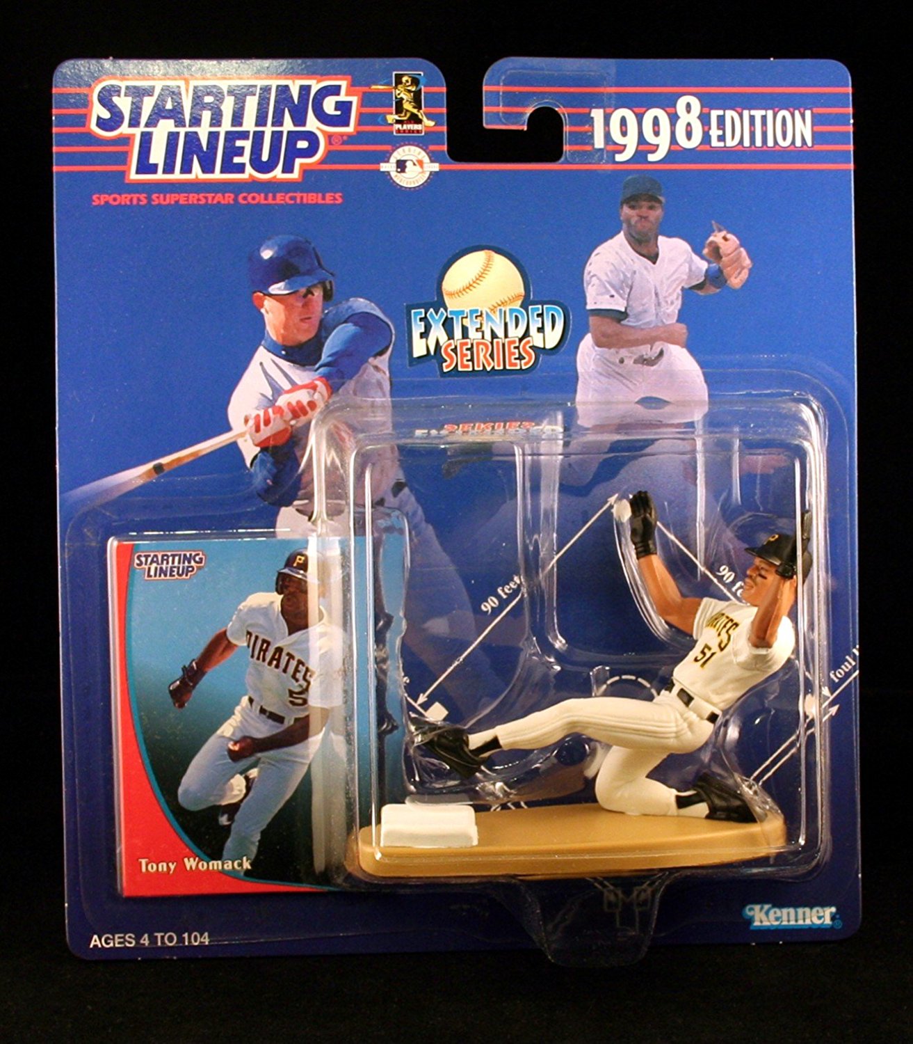 TONY WOMACK / PITTSBURGH PIRATES 1998 MLB Extended Series Starting Lineup Action Figure & Exclusive Collector Trading Card