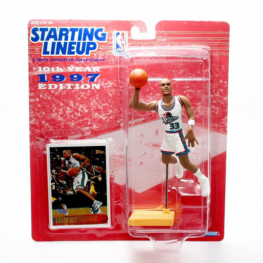GRANT HILL / DETROIT PISTONS 1997 NBA Starting Lineup Figure & Exclusive TOPPS Collector Trading Card