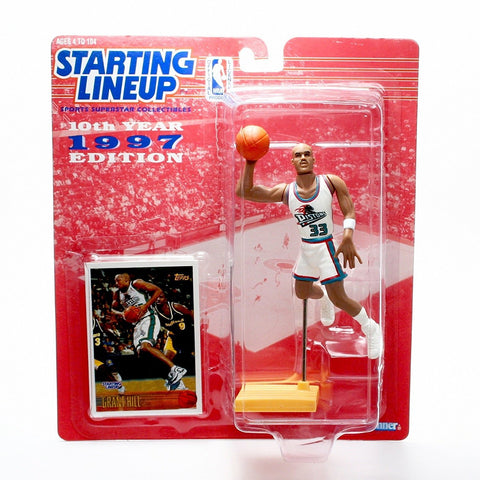 GRANT HILL / DETROIT PISTONS 1997 NBA Starting Lineup Figure & Exclusive TOPPS Collector Trading Card
