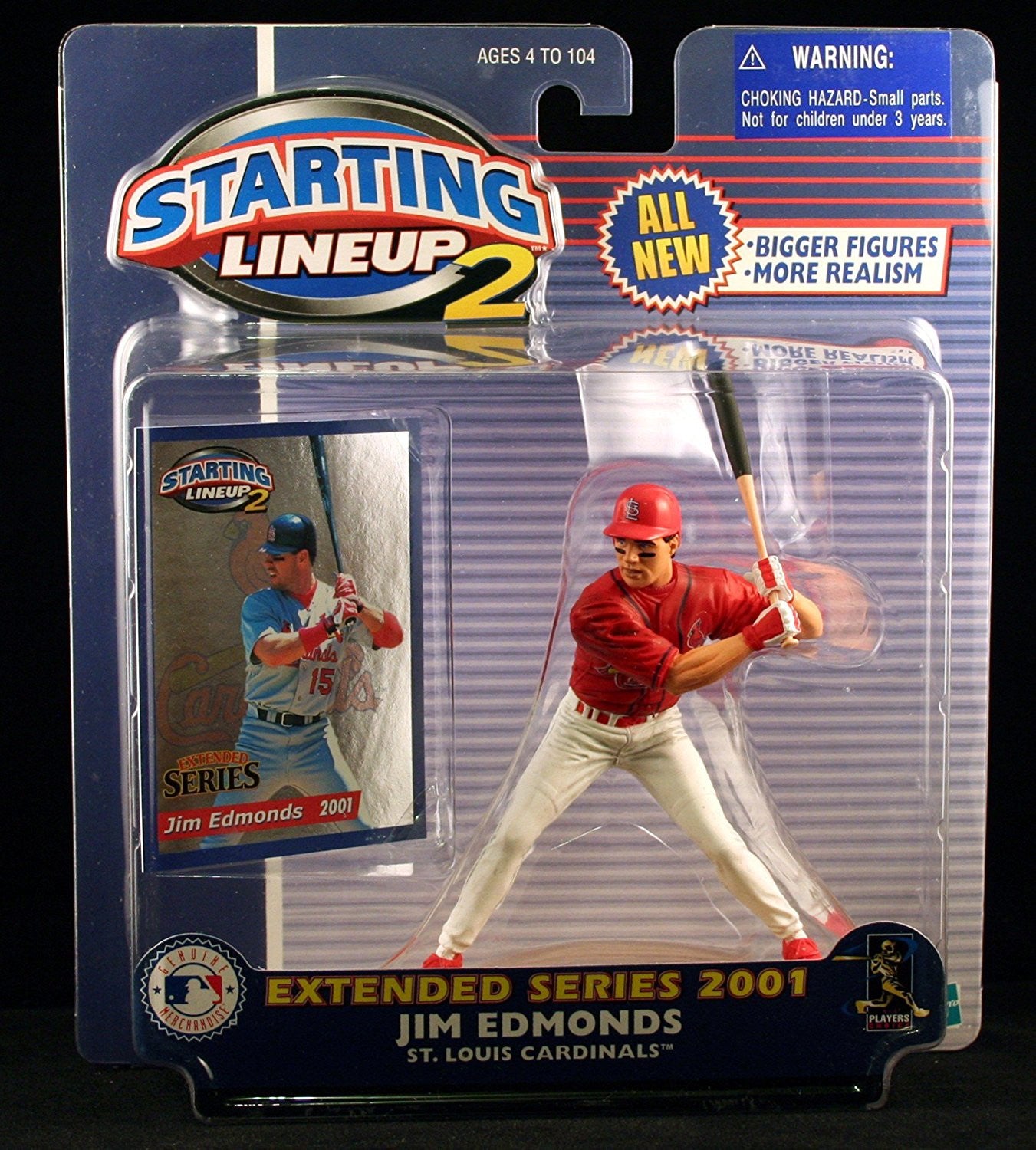 JIM EDMONDS / ST. LOUIS CARDINALS 2001 MLB Starting Lineup 2 EXTENDED SERIES Action Figure & Exclusive Trading Card