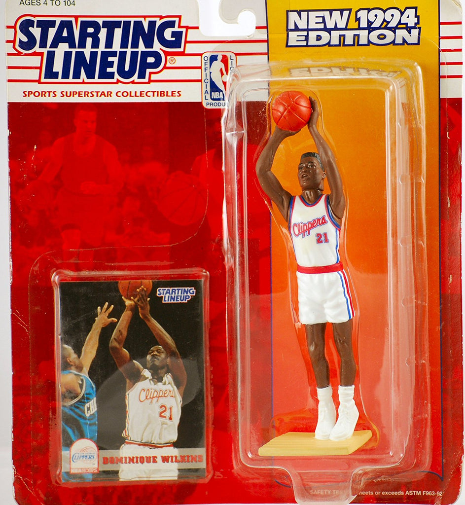 1994 Starting Lineup Dominique Wilkins #21 - Los Angeles Clippers - Vintage Action Figure - w/ Trading Card - Limited Edition - Collectible