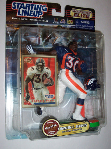TERRELL DAVIS / DENVER BRONCOS 2000 NFL Starting Lineup ELITE Action Figure & Exclusive NFL Collector Trading Card