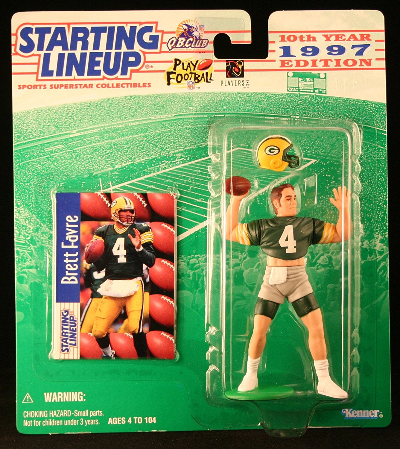 BRETT FAVRE / GREEN BAY PACKERS 1997 NFL Starting Lineup Action Figure & Exclusive NFL Collector Trading Card