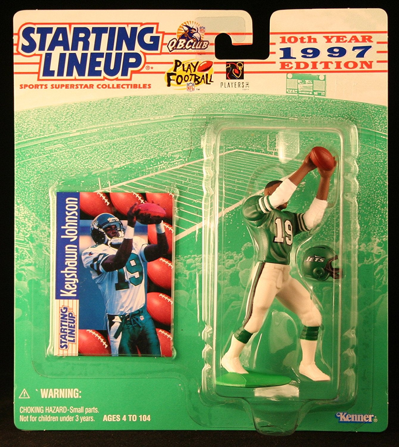 KEYSHAWN JOHNSON / NEW YORK JETS 1997 NFL Starting Lineup Action Figure & Exclusive NFL Collector Trading Card
