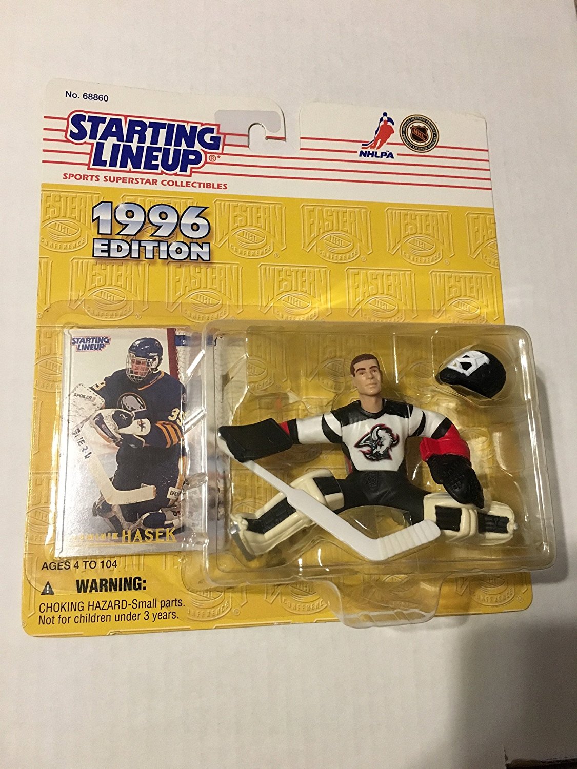 DOMINIK HASEK / BUFFALO SABRES 1996 NHL Starting Lineup Action Figure & Exclusive Collector Skybox Trading Card