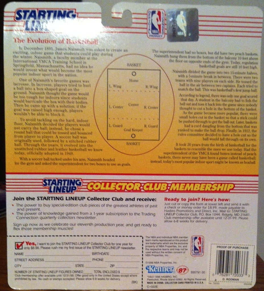 DENNIS RODMAN / CHICAGO BULLS 1998 NBA Starting Lineup Action Figure & Exclusive NBA Collector Trading Card