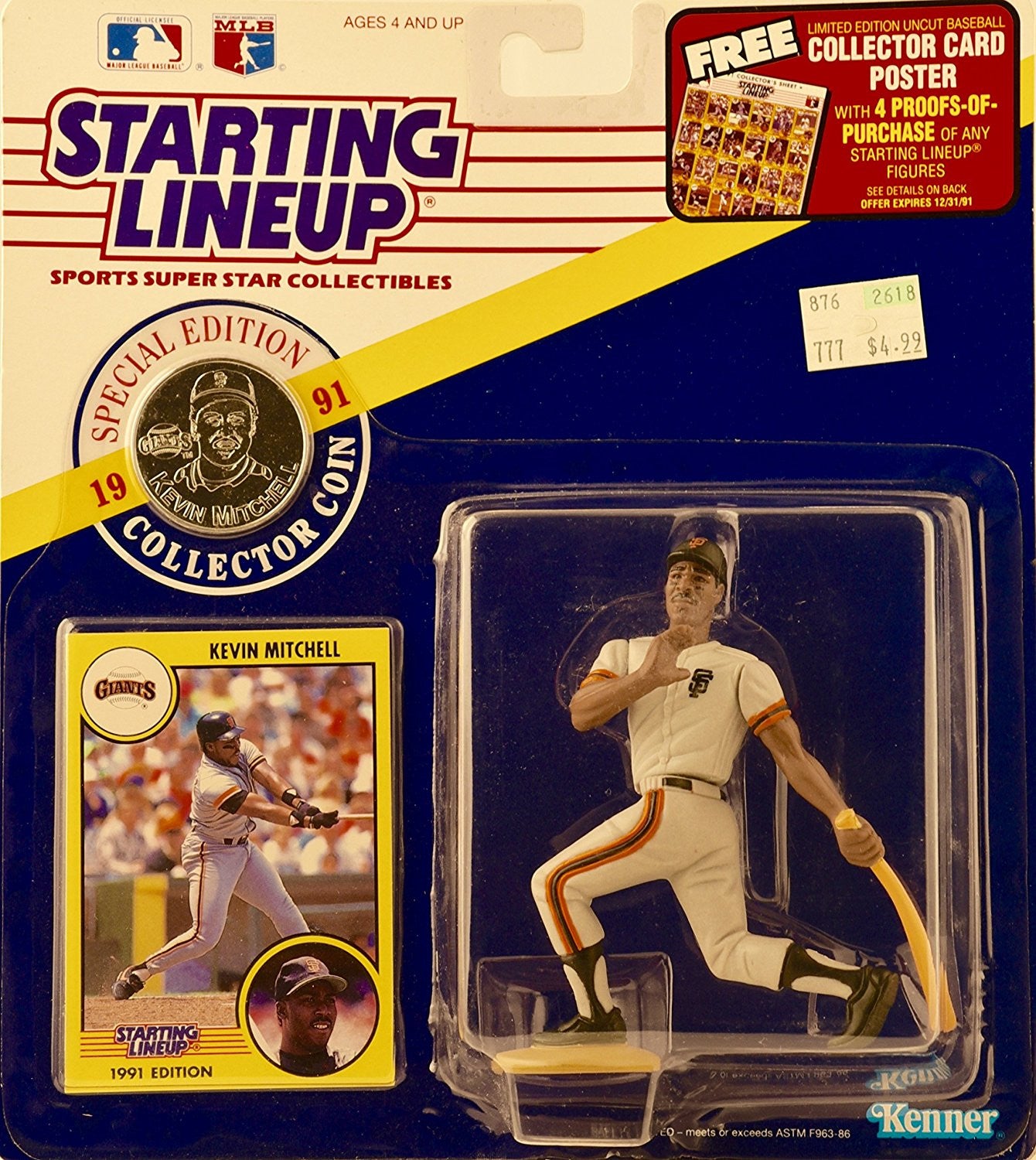 Starting Lineup 4" Action Figure - Major Leage Baseball (MLB) - San Francisco Giants - 1991 Special Edition - Kevin Mitchell