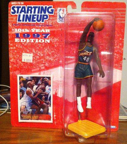 1997 Shawn Kemp / Seattle Supersonics NBA Starting Lineup and Exclusive NBA Collector Trading Card
