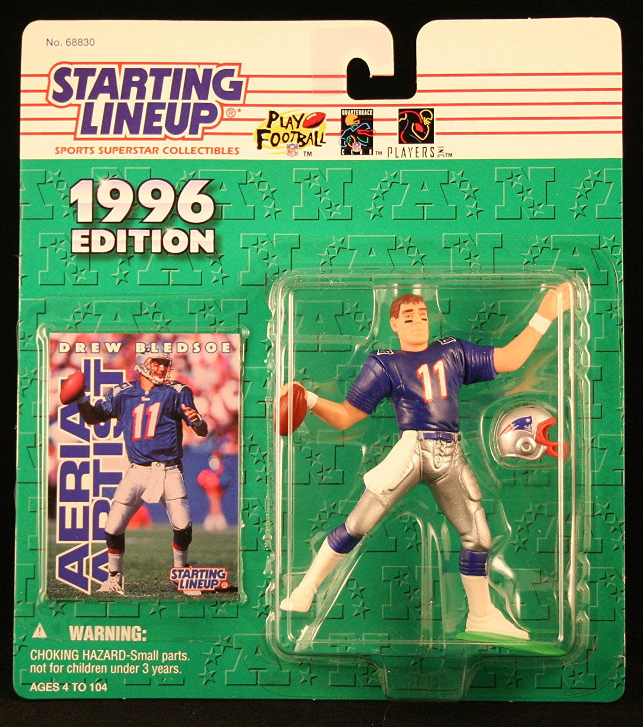 DREW BLEDSOE / NEW ENGLAND PATRIOTS 1996 NFL Starting Lineup Action Figure & Exclusive NFL Collector Trading Card