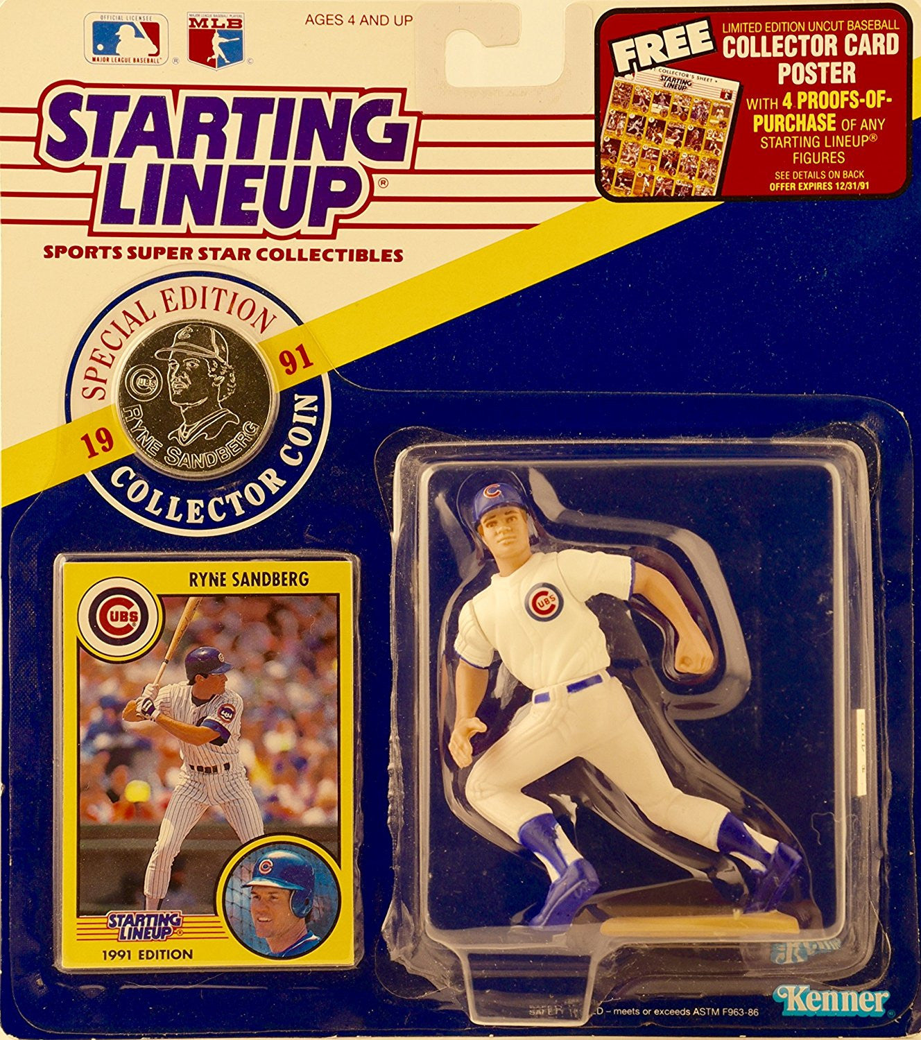 1991 Starting Lineup Ryne Sandberg Chicago Cubs